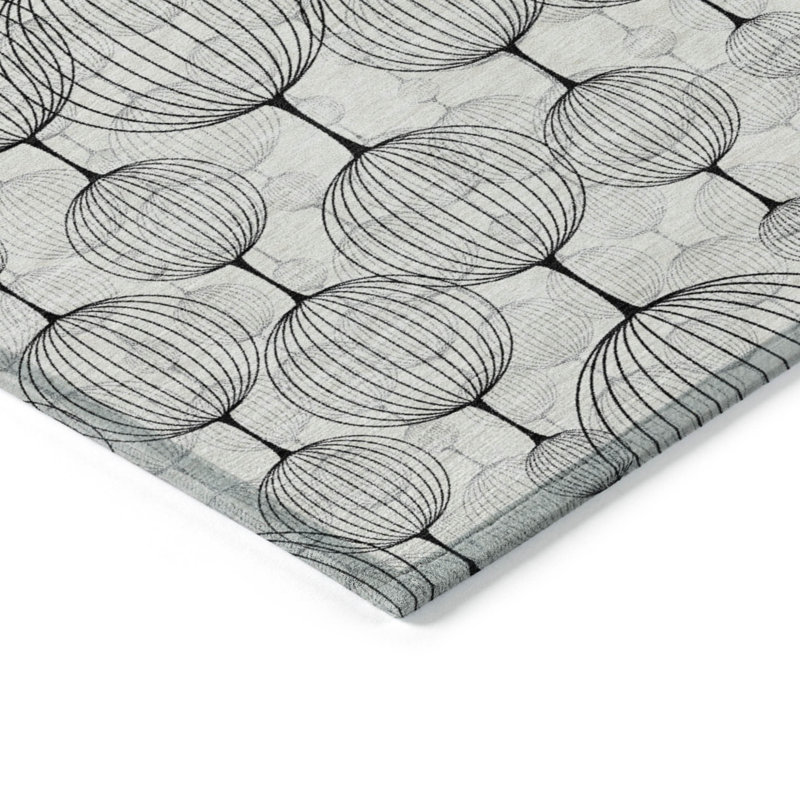 Tapis intérieur lavable à motif géométrique 9 pi x 12 pi gris