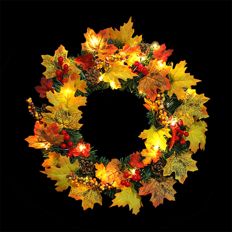 Faux Lighted Mixed Assortment 40cm Wreath