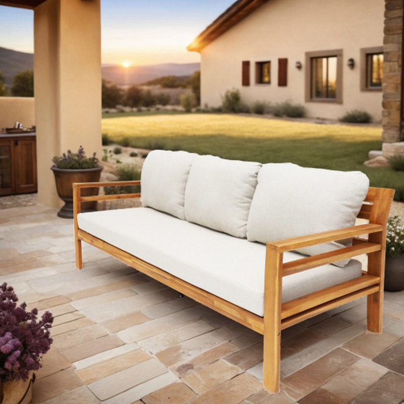 Canapé de patio en bois d'acacia avec coussins Oketa