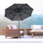 Parasol de patio gris foncé 9 pi, 3 pi, avec manivelle et bouton poussoir inclinables pour l'extérieur, gris