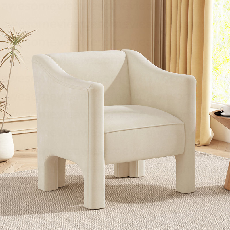 Chaise avec accoudoirs rembourrée 29,9 po Modern, Beige