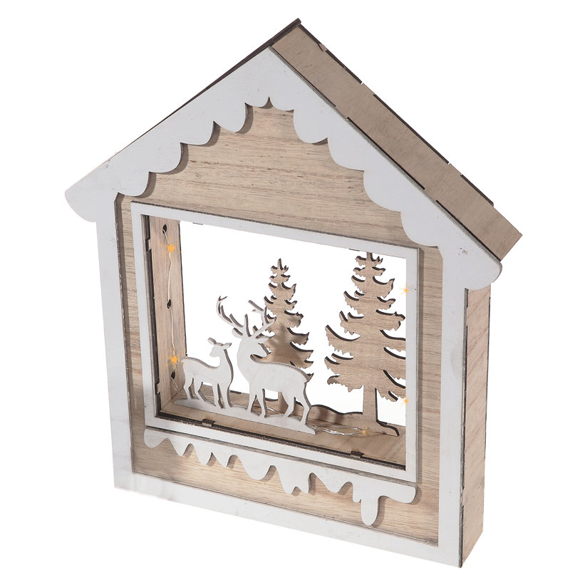 Support à DEL en bois en forme de maison