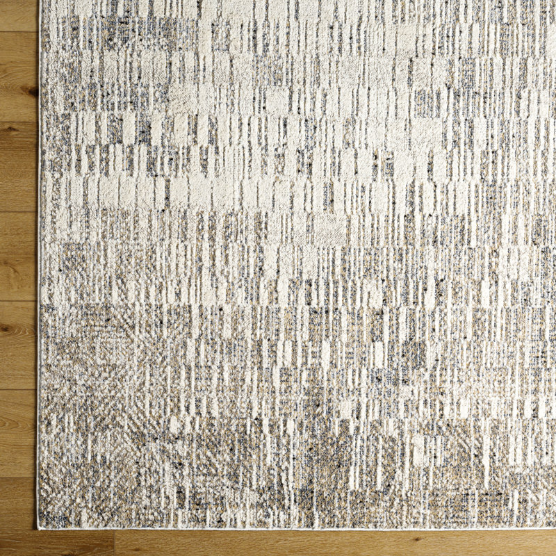 Rectangle Harsukh Abstract Machine Woven Polyester Area Rug in Gray, Rectangle 5'3" x 7'