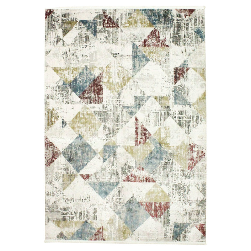 Tapis turc 5 x 8 ivoire et multicolore Antep