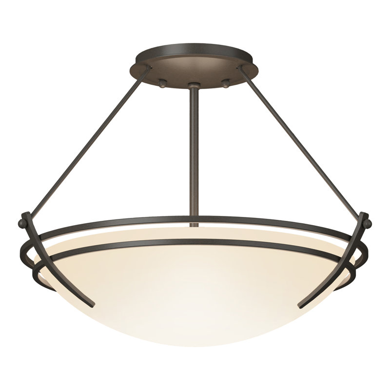 Tryne Semi Flush Mount, Dark Smoke, Opal, 12.5" H x 16.4" W x 16.4" D
