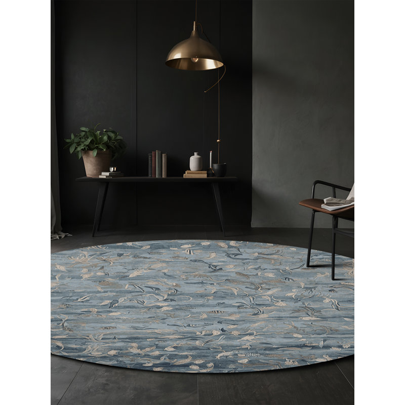 Machine Washable Gray Area Rug, Round 5'
