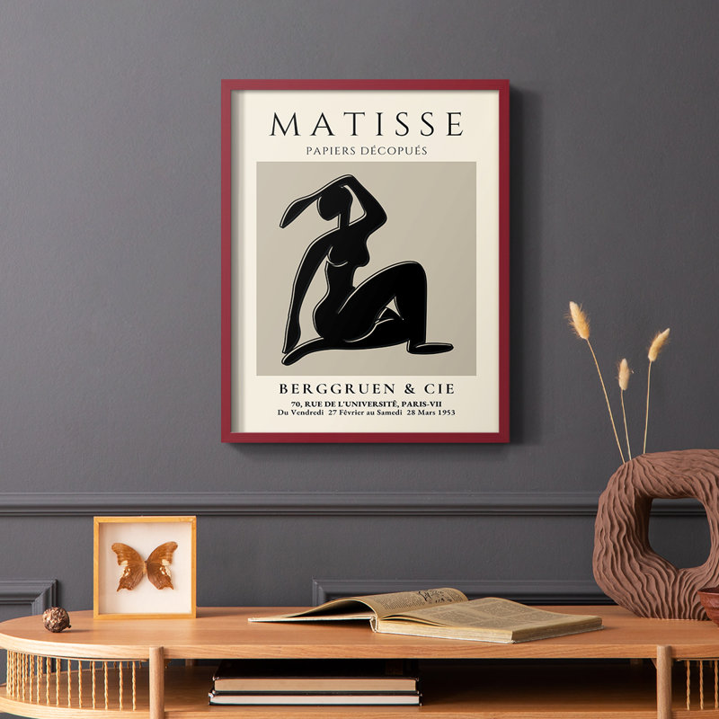 Matisse CLVI, reproduction encadrée - bois massif, Rouge, H 10 po x l 8 po