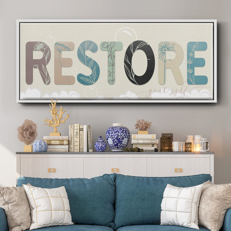 Restore Your Self- Framed Canvas, 24" H x 60" W