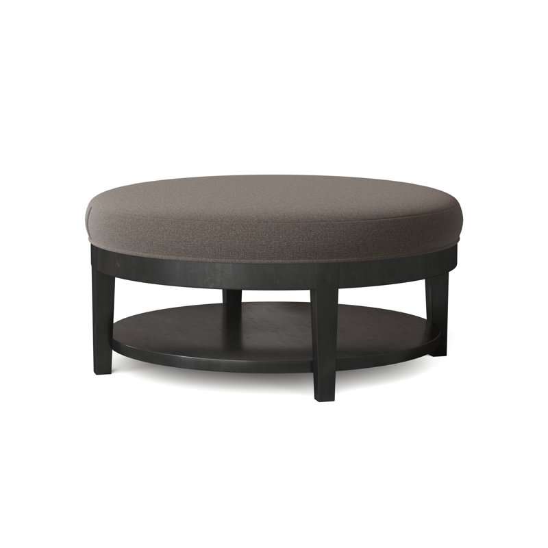 Midtown Upholstered Ottoman, Gray Sugar Performance; 0863-84, Brass Finish