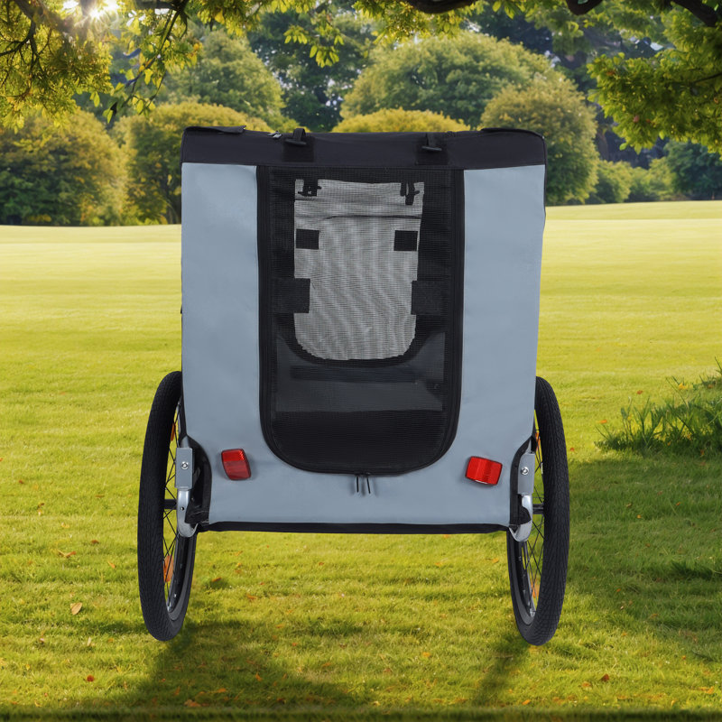 Remorque de vélo pliable pour chien 2 roues, Noir/gris