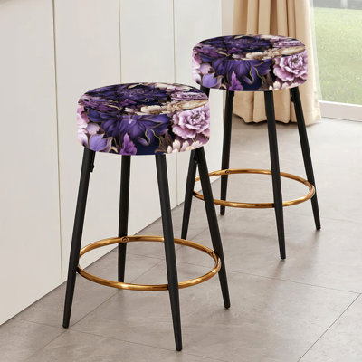 Shadowed Blossoms Moody Patterns - Floral Bar Stools Set Of 2