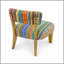Chaise d'appoint rembourrée en bois, structure en bois d'acacia massif de 25 x 25 x 27 po, chaise longue Boho à coussin en coton tissé à la main multicolore pour le salon