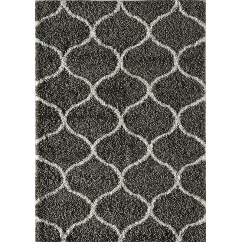 Tapis gris anthracite Feather, 8 pi x 10 pi