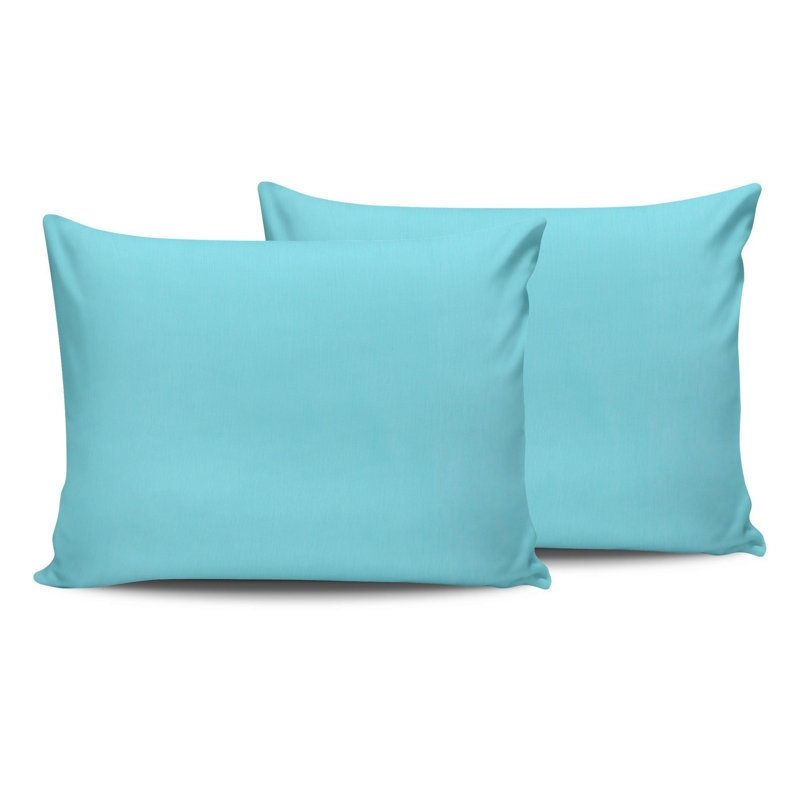 Turquoise Cotton Pillowcase Set (2 Pieces), 19.7 x 31.5 inches | 100% Cotton Ranforce, Antibacterial Protection, 144 Thread Count, Envelope Closure | Machine Washable, Soft and Durable for Comfortable Sleep