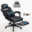 17 Stories Blandina Adjustable Reclining Ergonomic Swiveling PC & Racing Game Chair with Footrest in Black-1797474899