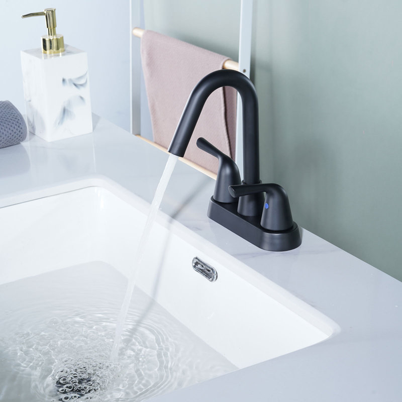Centerset 2-handle Bathroom Faucet with Drain Assembly, Matte Black