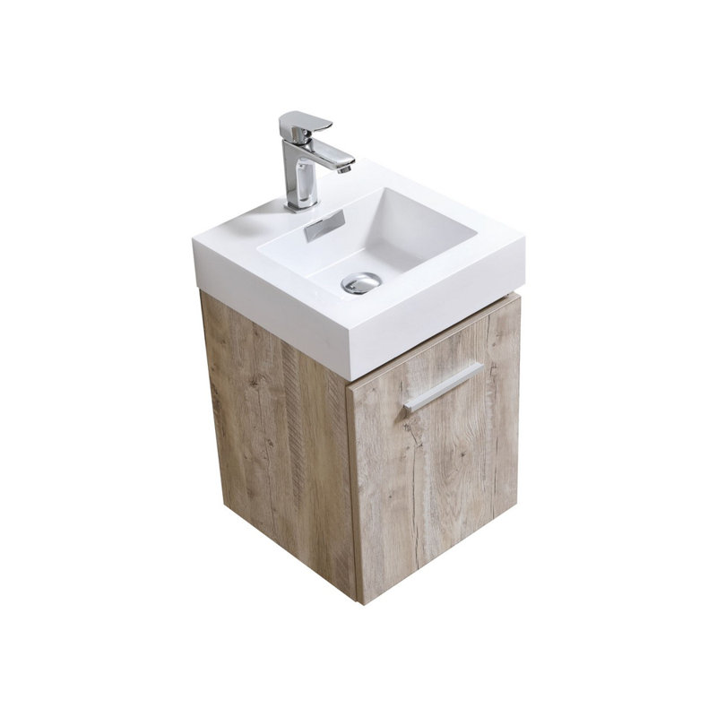 Royka 16'' Single Bathroom Vanity with Acrylic Top, Nature Wood