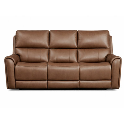 3‑Piece Genuine Leather Power Sofa with Drop-Down Table and Pop-Out Cup Holders