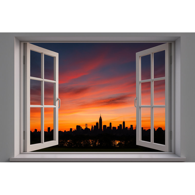 Coucher de soleil sur Central Park - Silhouette, art mural sur toile, H 24 po x l 36 po