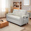 Lit beige avec dossier réglable, espace de rangement pratique, housse en lin doux, 2 lits polyvalents, coussin de charge, cendrier et support pour téléphone, revêtement