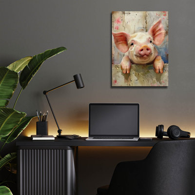 Happy Pink Pig' by MomArtAcrylic Glass Wall Art