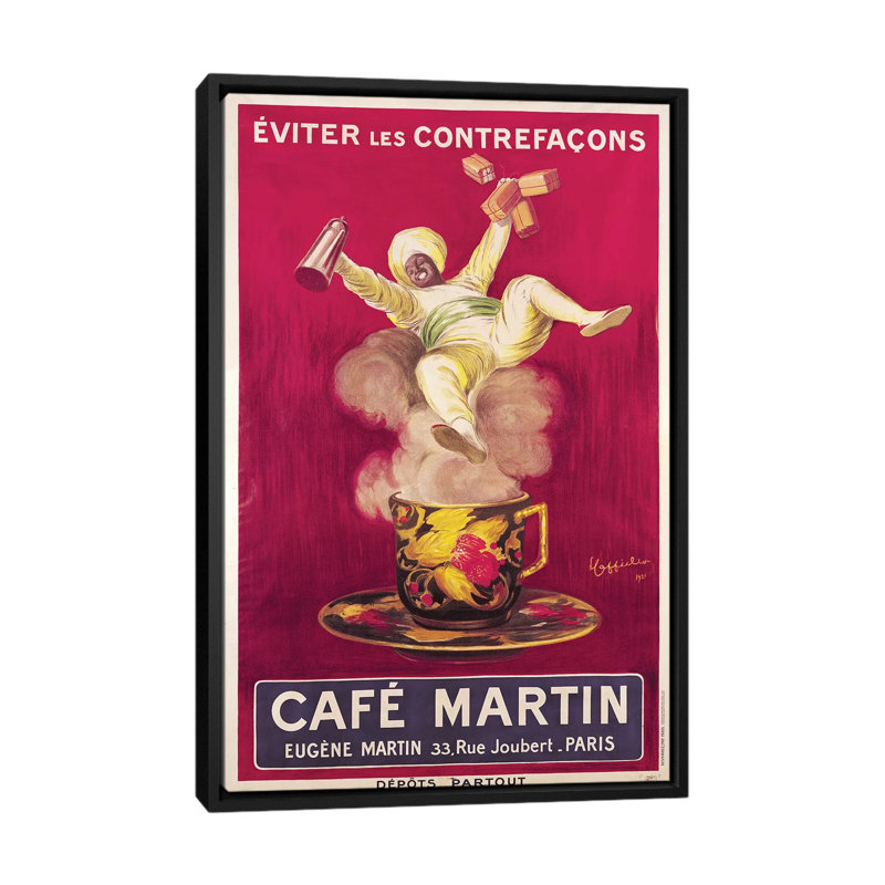 «Café Martin Coffee Publicité, 1921», impression sur toile, H 26 po x l 18 po x P 1,5 po, Toile avec cadre noir, Pas de tapis