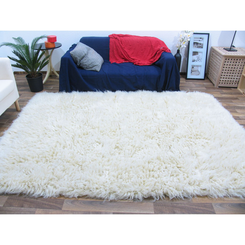 Jeffry Flokati Wool Ivory Rug, Rectangular 290 x 390cm