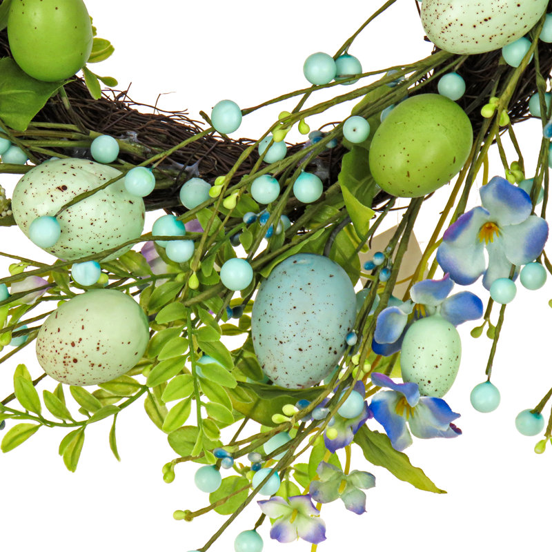 Flowering Easter Wreath, Blue/Green