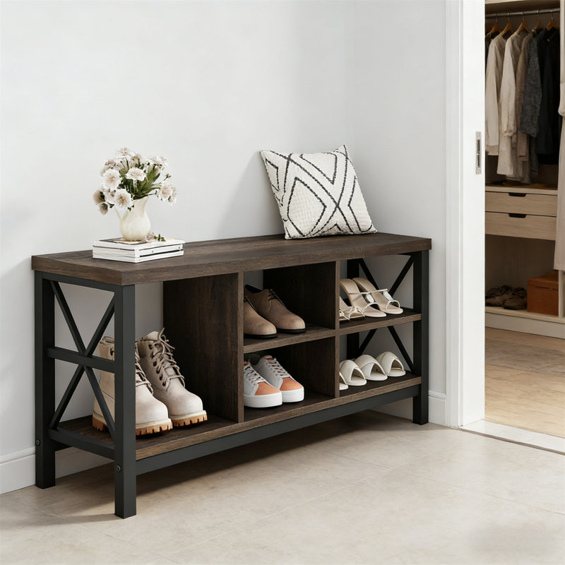 Premium Wooden Shoe Cabinet For Home, Walnut