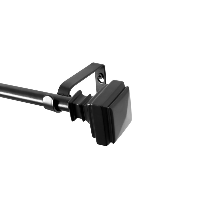 Tringle à rideaux simple réglable en métal l 0,63 po, H 1,85 po x l 86 po x P 1,85 po, Noir