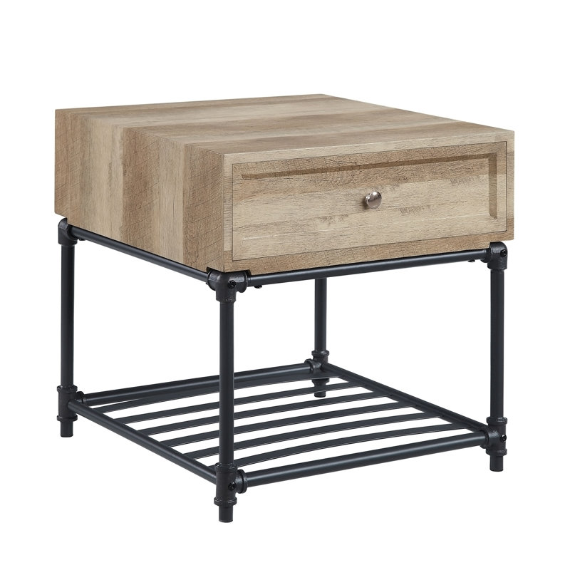Oak & Sandy Gray Finish End Table