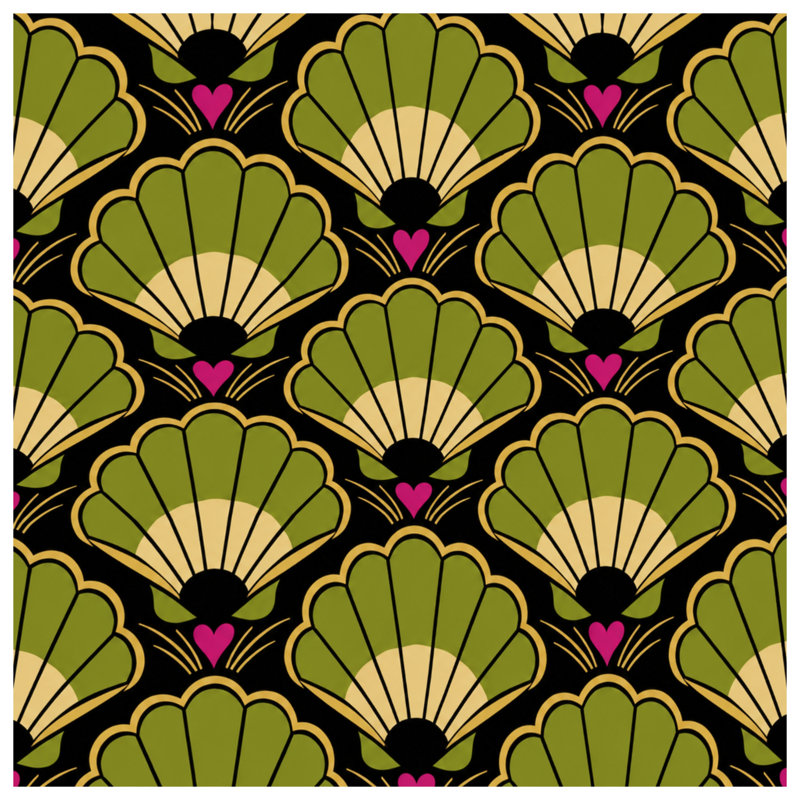 Tapis de bain Green Art Deco Shells, 24in W x 17in L
