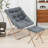 Ariadnna Saucer Chair Folding Accent Moon Chair with Metal Frame Cozy Lounge Chair for Living Room-347767160-371103322