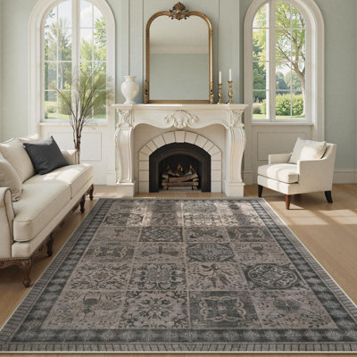 Tapis lavable pour salon, tapis antidérapant pour chambre à coucher, tapis rétro pour salle à manger, bureau