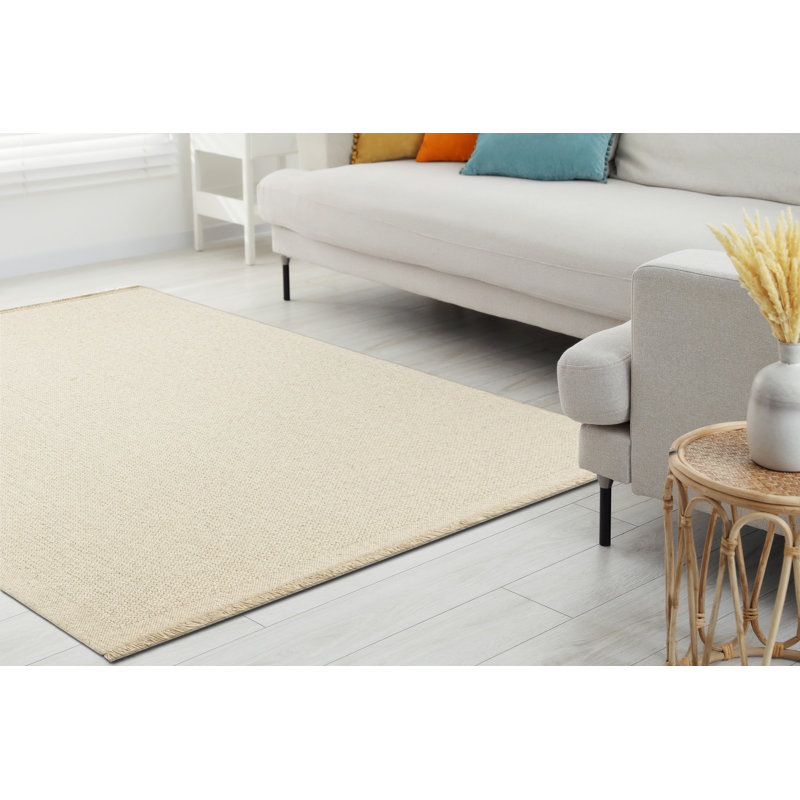 Paolina Solid Colour Wool Flatweave Area Rug, Rectangular 120 x 170 cm