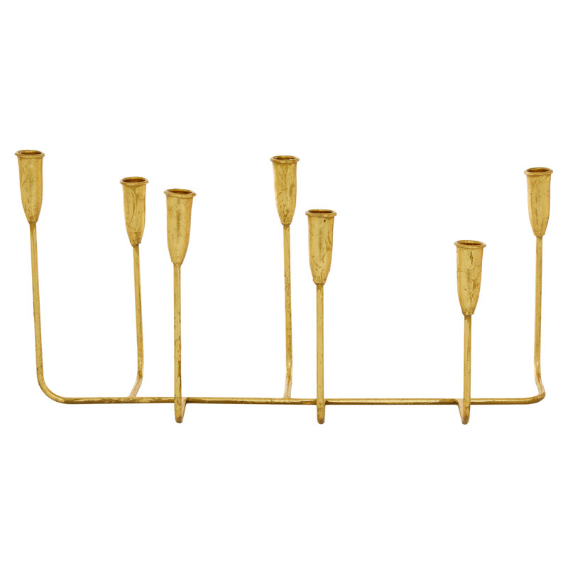 Modern metal candelabra holder Galya, Or, H 10 po x l 20,6 po x P 7,4 po