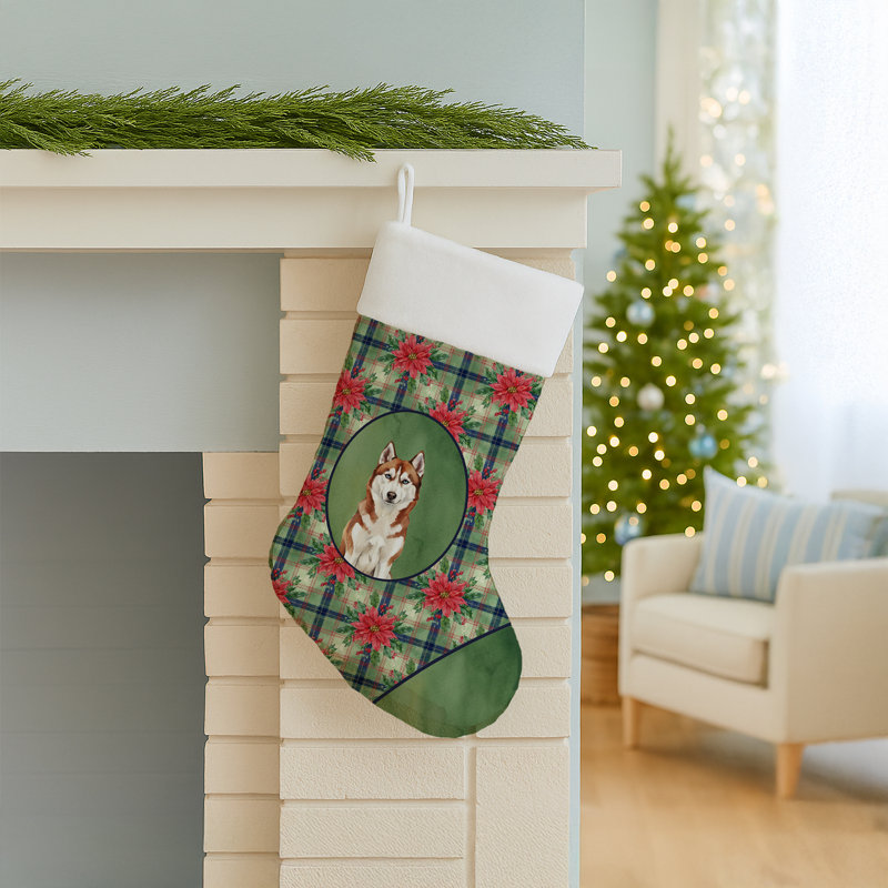 Chaussette de Noël rouge et blanche Husky de Sibérie, Rouge / Blanc