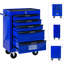 Coffre à outils en métal noir et bleu de 20 po à 5 tiroirs, glissières à roulement, 4 roulettes pivotantes, armoire verrouillable avec rangement pour rangement d'organisation en acier, rangement universel en acier avec frein de stationnement universel, visuel-199028437