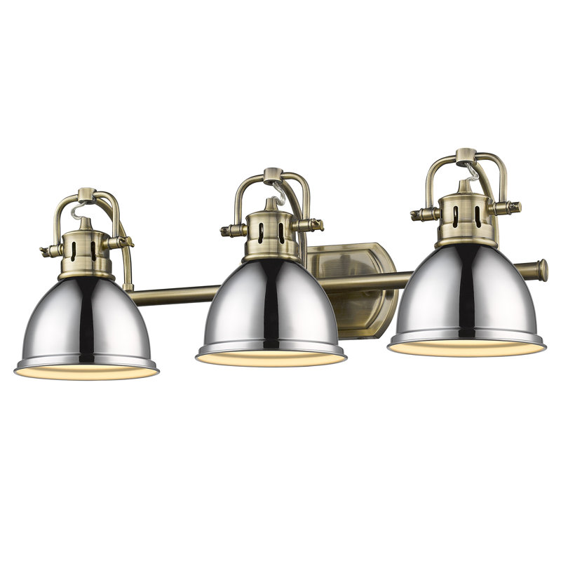 Meuble-lavabo 3 lumières Tuan, Laiton vieilli, Chrome chrome
