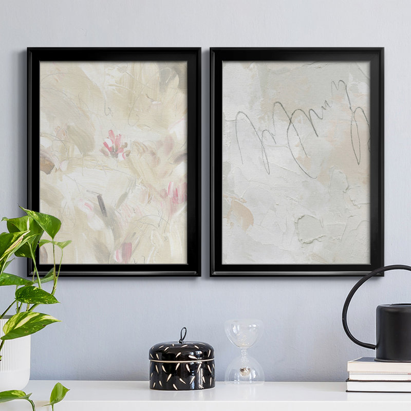 «Soft Abstraction II», ensemble de 2 peintures sur toile encadrées, H 42,5 po x l 30,5 po x P 1 po, Noir