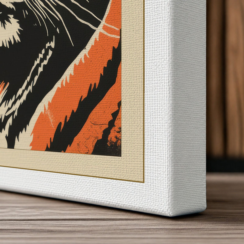 Tiger Face Direct Geometric - Wrapped Canvas, 30x20 - 76.2 x 50.8 cm, White Border