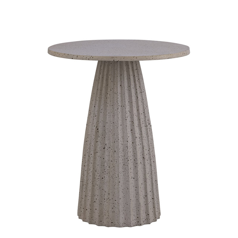 Aluminum Side Table W/Chisel Texture Base, 22" H x 18" W x 18" D, Beige Top/Brown Base