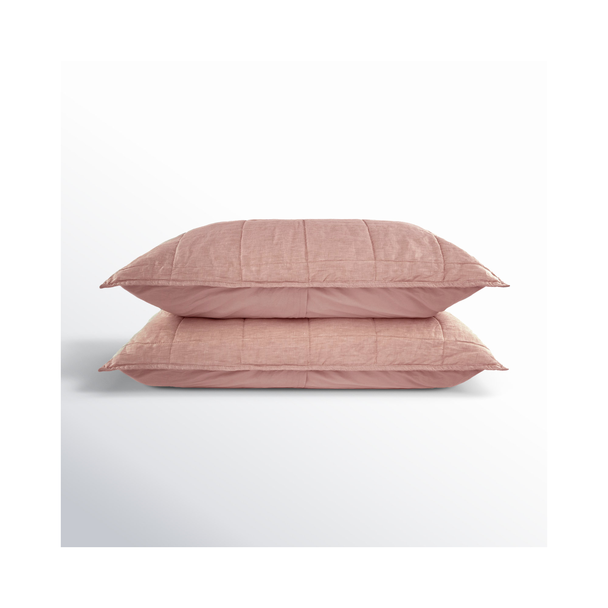 French Linen Box Stitch Quilted Sham Set, King, Clay