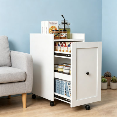 Organizer For Pantry -Sliding Out Snack Cabinet , Multi-Layer Soda Can Organizer For Pantry, Mobile Snack Storage Rack With Wheels