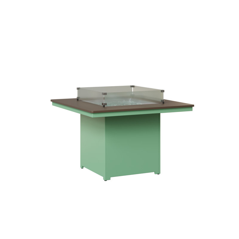 Berlin Gardens Numa Fire Pit Dining Table, Hammered Top Bronze with Mint Base