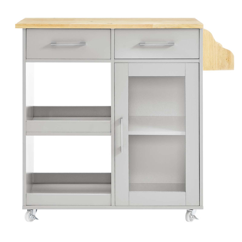 Modway Culinary Kitchen Cart With Spice Rack, Light Gray