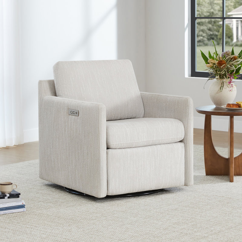 Bradner 29.5'' W Swivel Power With USB, Snow Performance Textured Weave