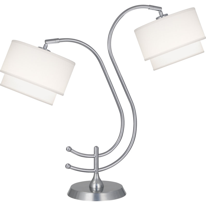 Charlee Adjustable Metal Desk Lamp, Ascot White, Chrome