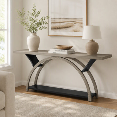 Console à 2 niveaux, table d'entrée 70,9 po avec structure en demi-lune