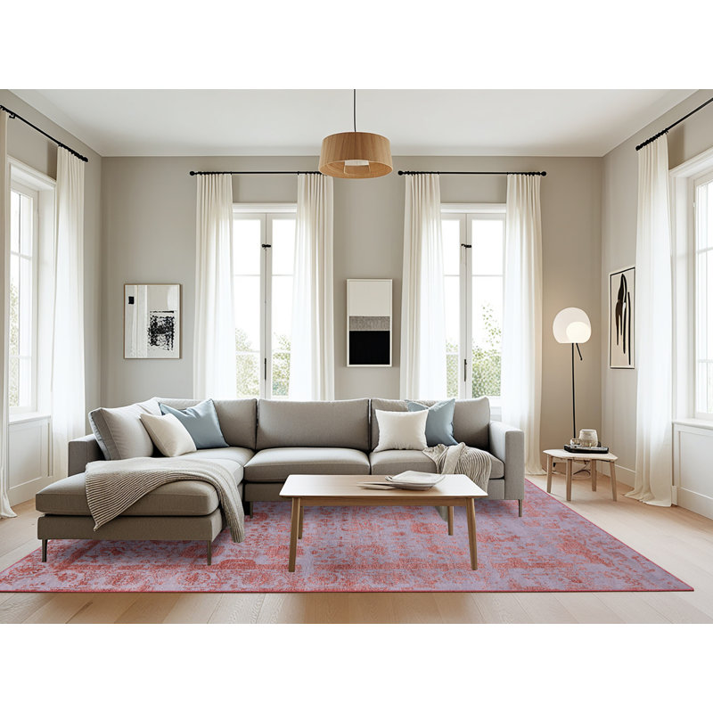 Tapis oriental orange / gris Sharie, Rectangle 8 pi x 12 pi